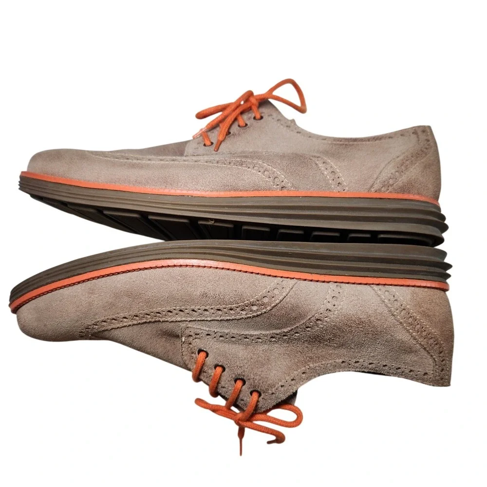 Sandro Moscoloni Suede‎ Wingtip Brogue Derby Oxfords Mens 10.5 D Brazil Orange